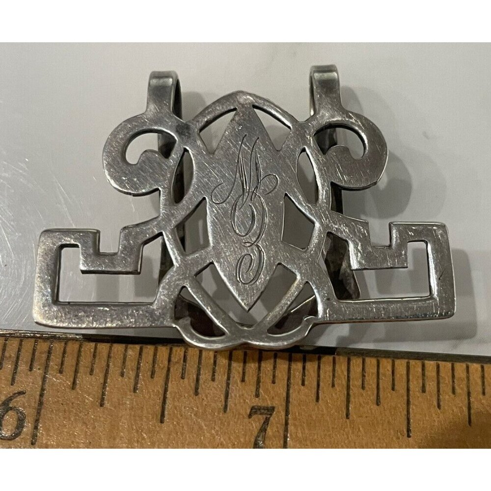 ANTIQUE ART NOUVEAU ROGERS LUNT BOWLEN STERLING SILVER MONEY CLIP ~ 2"